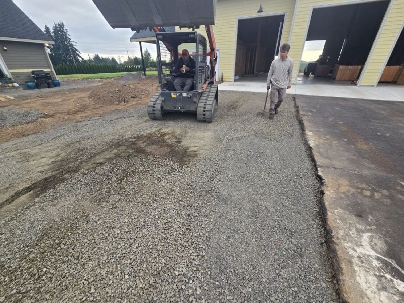 Gravel base prep for a new driveway